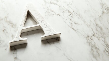 Marble background with a decorative wooden letter 'A'. Perfect for design projects, branding, typography, and artistic compositions.