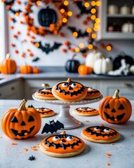 Halloween Themed Sugar Cookies Decorated with Frosting