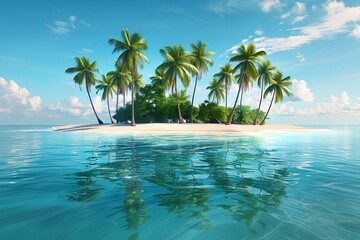 Obraz premium A small tropical island in the middle of the ocean