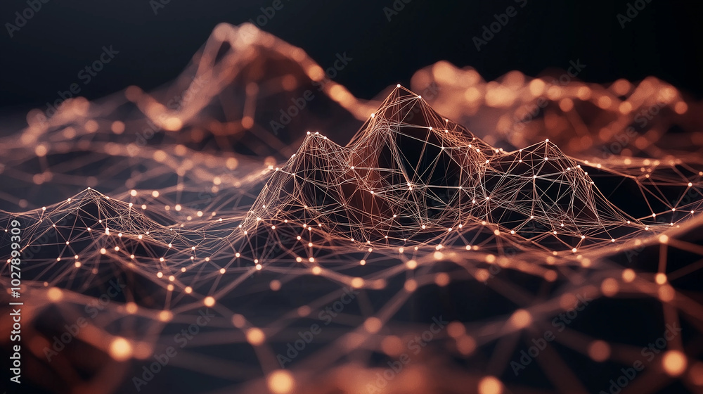 Poster abstract attractive tech background with the image of data transmission lines and digital nets in st