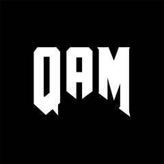QAM letter logo design for technology company. QAM logo design black and white color combination. QAM logo, QAM vector, QAM design, QAM icon, QAM alphabet. QAM typography logo design.