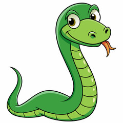 Fototapeta premium Happy Cartoon Snake with Tongue Out