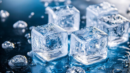 Obraz premium Ice cubes that have been frozen solid.