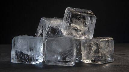 Obraz premium Ice cubes that have been frozen solid.