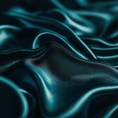 Fototapeta premium Elegant dark blue silky fabric with smooth flowing texture