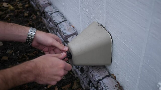 Winterizing series - Man checks foam faucet polar spigot cap cover