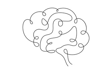 Continuous one line drawing of the human brain