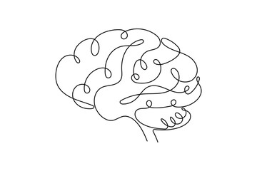 Continuous one line drawing of the human brain