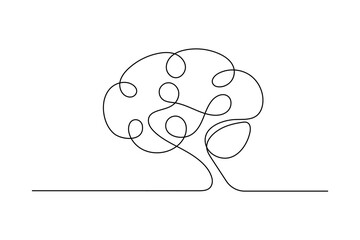 Continuous one line drawing of the human brain