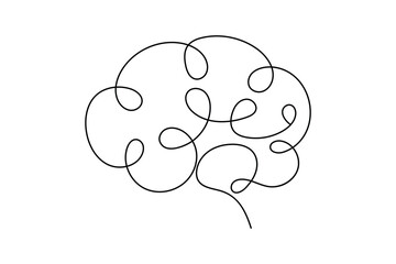 Continuous one line drawing of the human brain