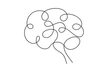 Continuous one line drawing of the human brain