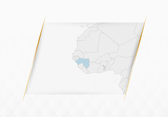 Guinea Map in Blue with Gold Framed Accents. Modern Vector Map of Guinea.