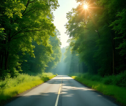 starting anew scenic nature route roadway surrounded lush greenery vibrant tree