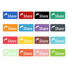 Set of Share click button icon, modern web sign, internet vector illustration