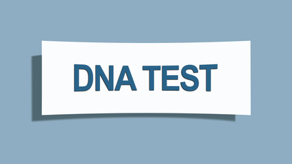 DNA Test. A card isolated on blue background.