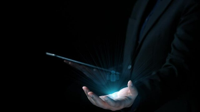 Business person engages in networking, building valuable connections. Effective people networking strategies to broaden professional network and opportunities UUID