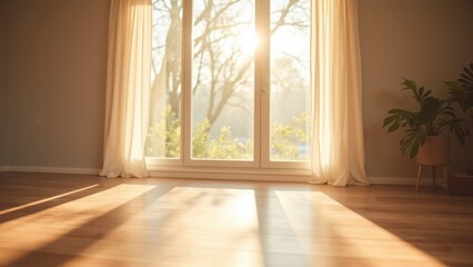 Obraz premium Sunlit Room with Natural Light and Shadows