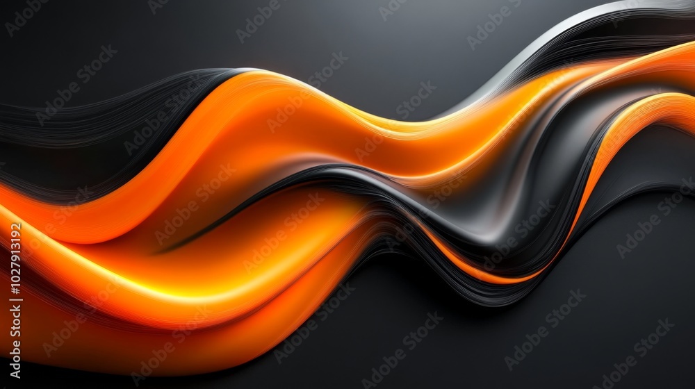 Poster Abstract Wavy Neon Composition