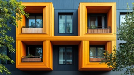 Fototapeta premium Modern Apartment Building with Unique Architecture