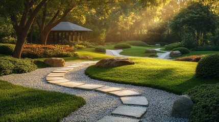 Obraz premium Tranquil Japanese Garden Pathway