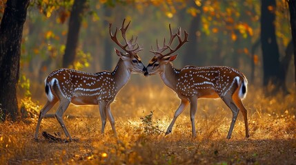 Obraz premium Axis axis fight in Bandhavgarh.