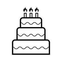 Sweet cake icon, bakery dessert food symbol, happy birthday day graphic vector illustration