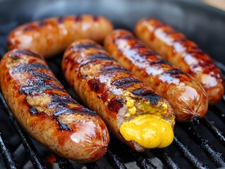 Grilled sausages with mustard