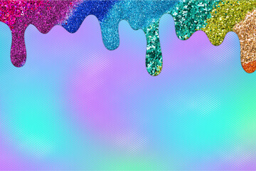 Rainbow dripping glitter background, Dripping Glitter Background