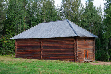 Large old wooden house in northern russian village. Open air Museum of Wooden Architecture, Malye...