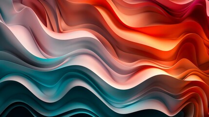 Obraz premium Abstract background forming wavy shapes with depth, in red and blue tones