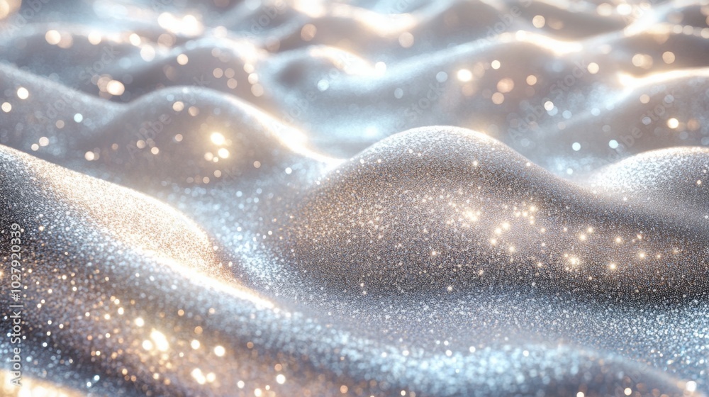 Sticker Glittering Silver Waves Background