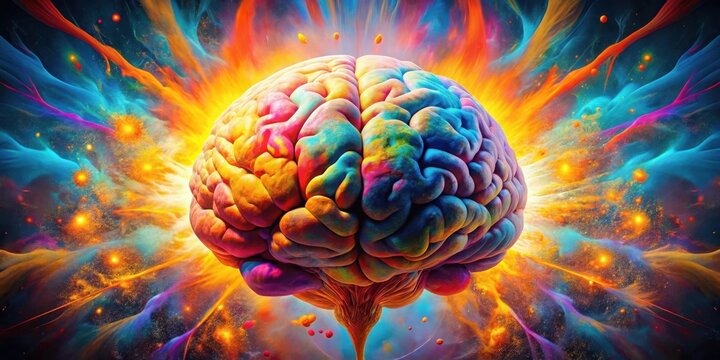 Vividly Exploding Human Brain with Artistic Patterns in Surreal Abstract Background