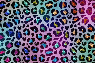 Fototapeta premium Rainbow Glam Glitter Animal Skin Texture Background, Animal Skin Pattern.
