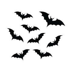 Halloween bat collection,halloween bat element, bat flock halloween element, vector black bat