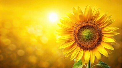 Obraz premium Vibrant yellow background with stunning sunflower in full bloom for nature enthusiasts