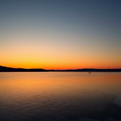 Sunset Over tranquil Lake with Solitary Boat - Perfect for Nature & Travel Ads