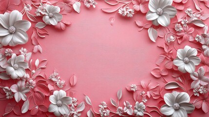 Pink Floral Border Background