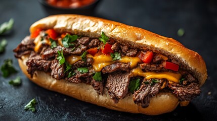 Cheesy Steak Sandwich Close-Up