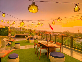 Sunset in a rooftop in Bali, Indonesia
