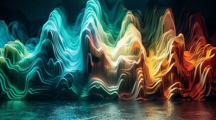 Obraz premium Abstract colorful digital landscape forming waves, ideal for a modern and futuristic wallpaper