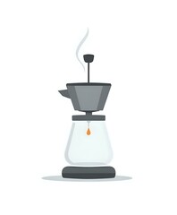 Modern Glossy Black Coffee Maker Pouring Hot Coffee