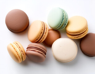 Obraz premium Colorful Macarons, isolated on a white background
