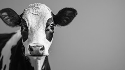 Black and White Portrait of a Cow