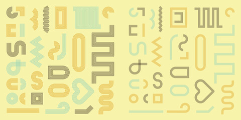 Line geometric arch and circle abstract shapes. Retro elements, vintage. Contemporary mid century line design set. Modern aesthetic stripes and grids.  vector illustration.