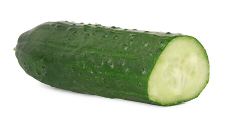 Piece of fresh cucumber isolated on white