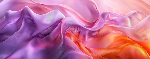 Obraz premium Vibrant swirling ribbons in shades of purple, orange, and pink creating a dynamic abstract background