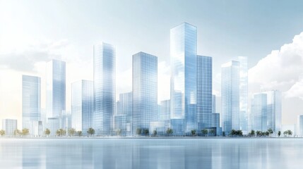 Naklejka premium Futuristic Cityscape with Skyscrapers