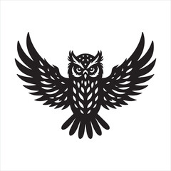 Owl silhouette on white background
