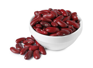 Dried red beans in bowl isolated on white