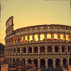 Colosseum Rome Italy Historic Amphitheater Stock Photo - Ancient Roman Architecture